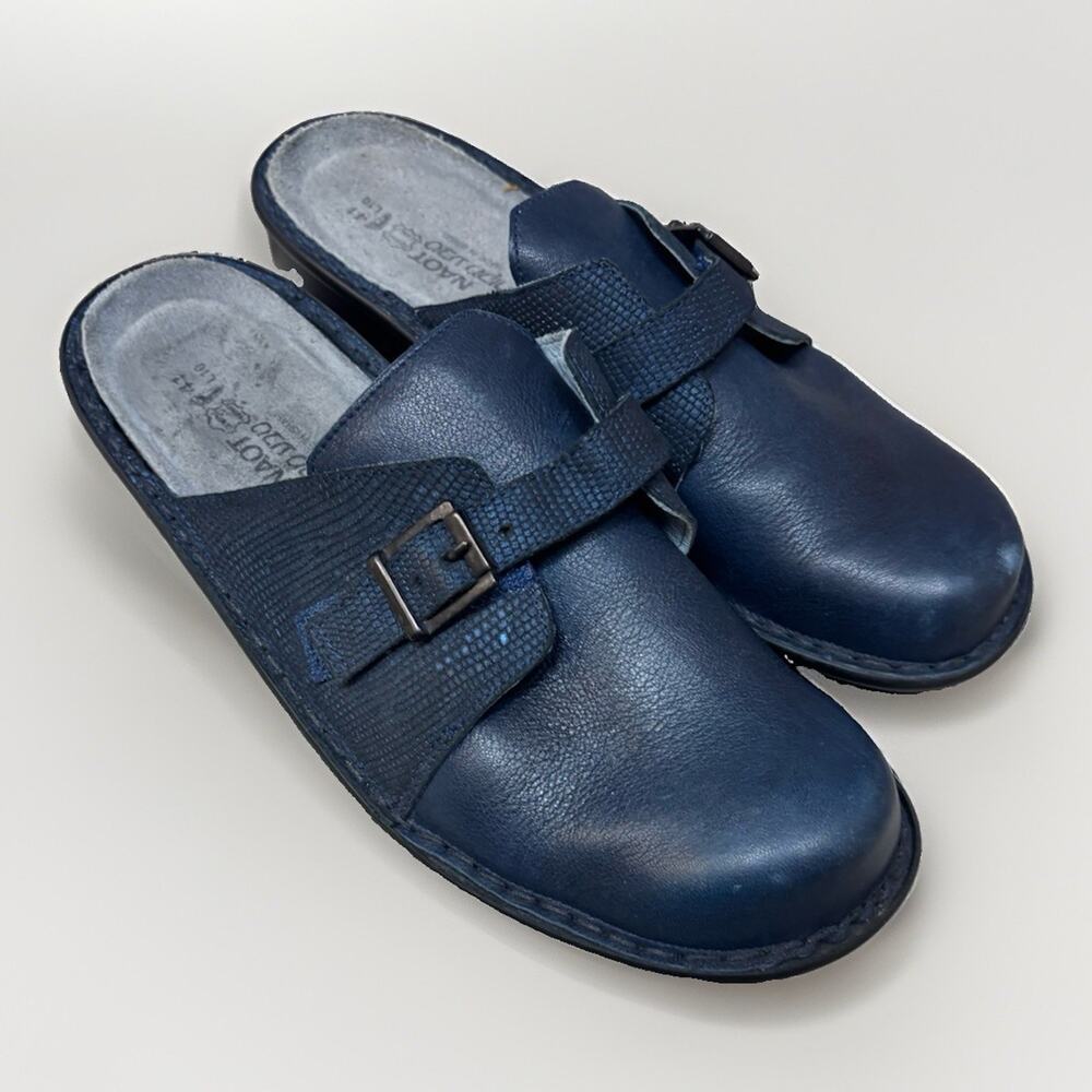 Naot Clog Mules Womens EU 41 US 10 Blue Leather Slip On Comfort Shoes